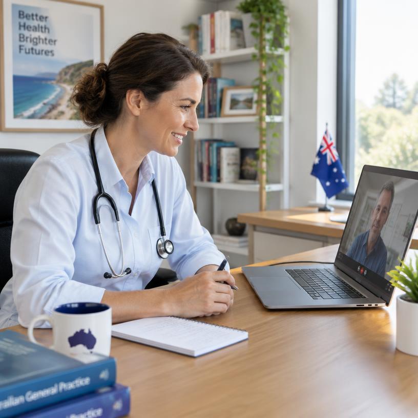Doctor consulting a patient online by video