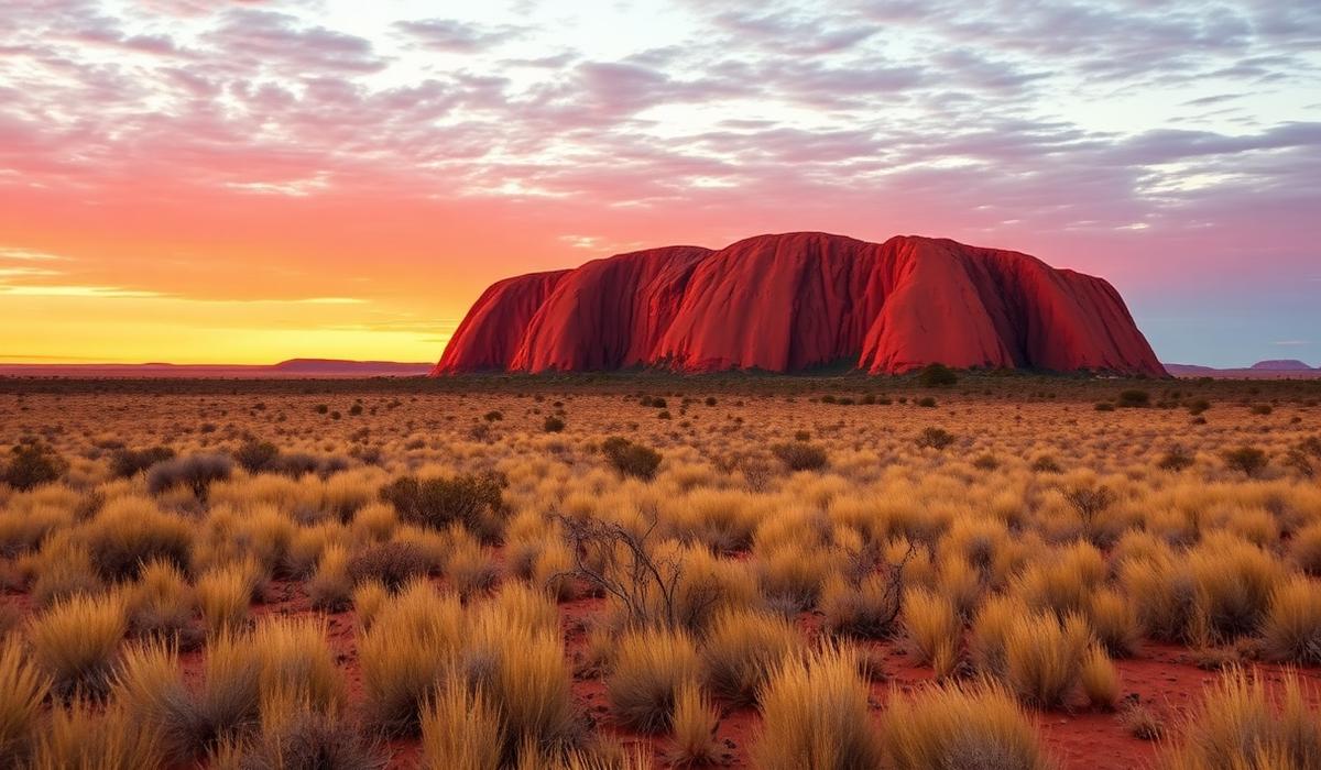 Red centre desert landscape at sunset, Northern Territory